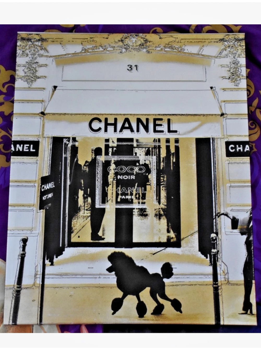 CHANEL Storefront Canvas Wall Art 16” x 20” Canvas Frame Metallic Gold